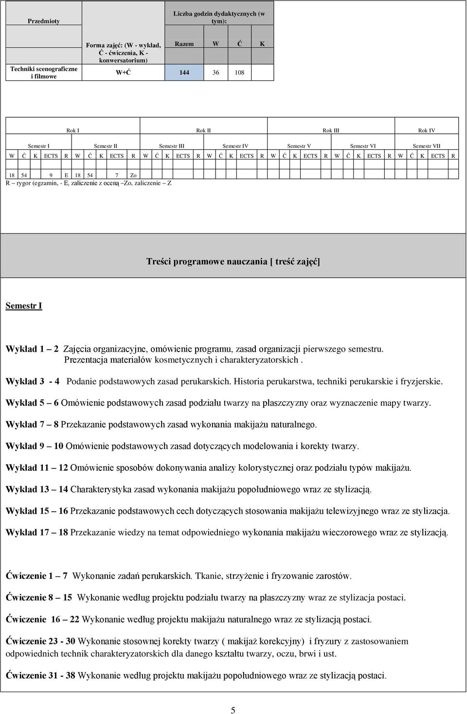 (egzamin, - E, zaliczenie z oceną Zo, zaliczenie Z Treści programowe nauczania [ treść zajęć] Semestr I Wykład 1 2 Zajęcia organizacyjne, omówienie programu, zasad organizacji pierwszego semestru.