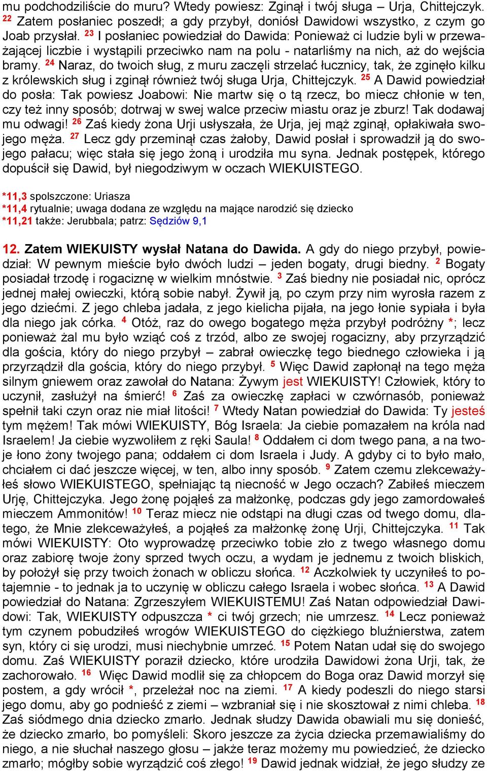 24 Naraz, do twoich sług, z muru zaczęli strzelać łucznicy, tak, że zginęło kilku z królewskich sług i zginął również twój sługa Urja, Chittejczyk.