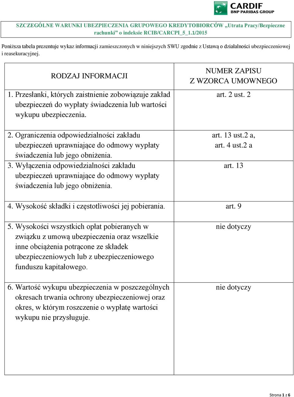 Przesłanki, których zaistnienie zobowiązuje zakład ubezpieczeń do wypłaty świadczenia lub wartości wykupu ubezpieczenia. 2.