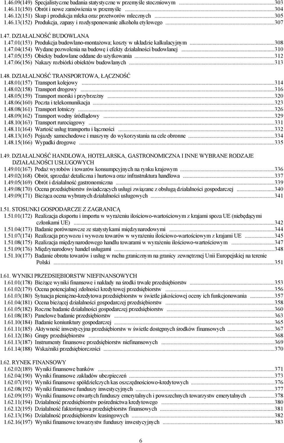 .. 310 1.47.05(155) Obiekty budowlane oddane do użytkowania... 312 1.47.06(156) Nakazy rozbiórki obiektów budowlanych... 313 1.48. DZIAŁALNOŚĆ TRANSPORTOWA, ŁĄCZNOŚĆ 1.48.01(157) Transport kolejowy.