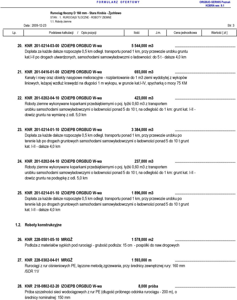 KNR 201-0416-01-00 IZOiEPB ORGBUD W-wa 693,000 m3.