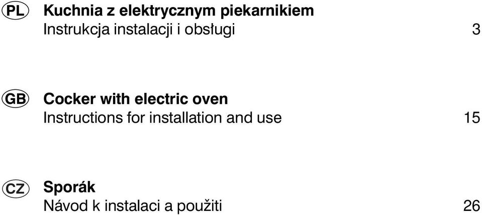 electric oven Instructions for installation