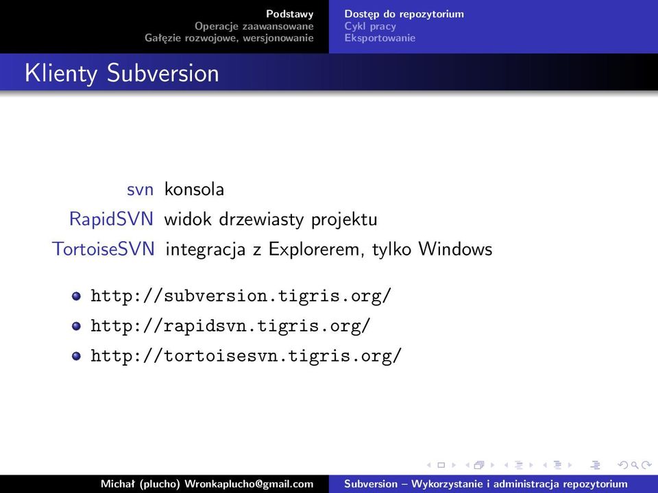 TortoiseSVN integracja z Explorerem, tylko Windows