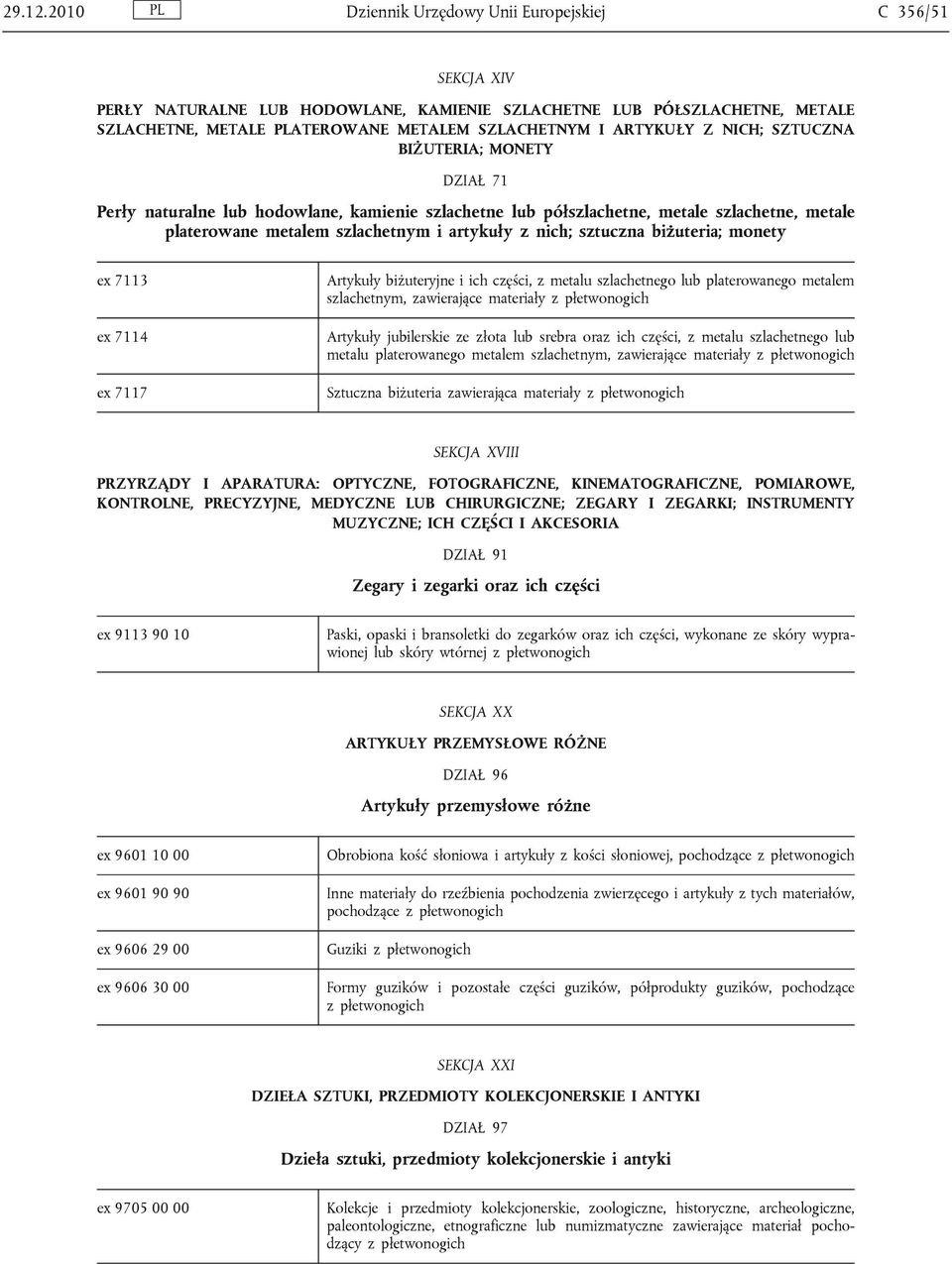 Z NICH; SZTUCZNA BIŻUTERIA; MONETY DZIAŁ 71 Perły naturalne lub hodowlane, kamienie szlachetne lub półszlachetne, metale szlachetne, metale platerowane metalem szlachetnym i artykuły z nich; sztuczna