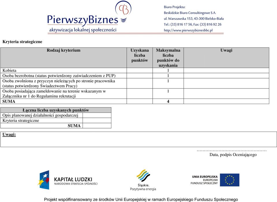 (status potwierdzony wiadectwem Pracy) Osoba posiadajca zameldowanie na terenie wskazanym w Załczniku nr do