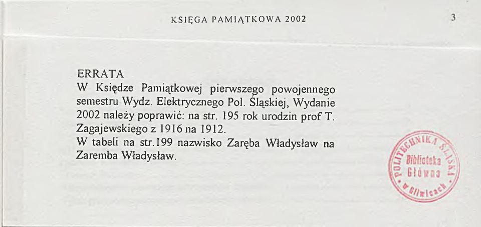 Śląskiej, Wydanie 2002 należy poprawić: na str.