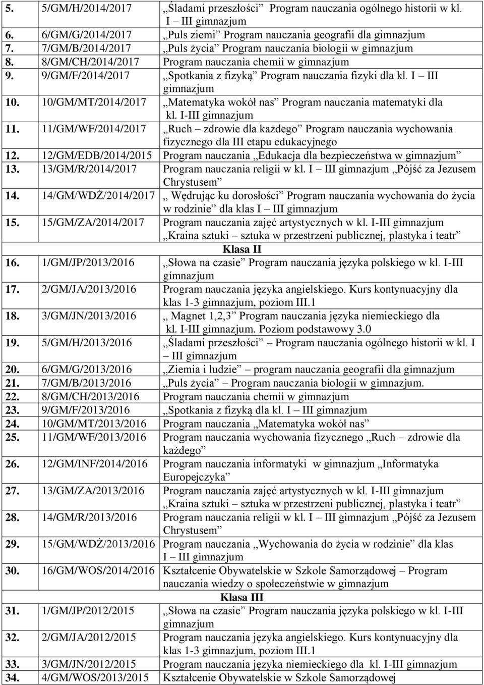 10/GM/MT/2014/2017 Matematyka wokół nas Program nauczania matematyki dla kl. I-III 11.