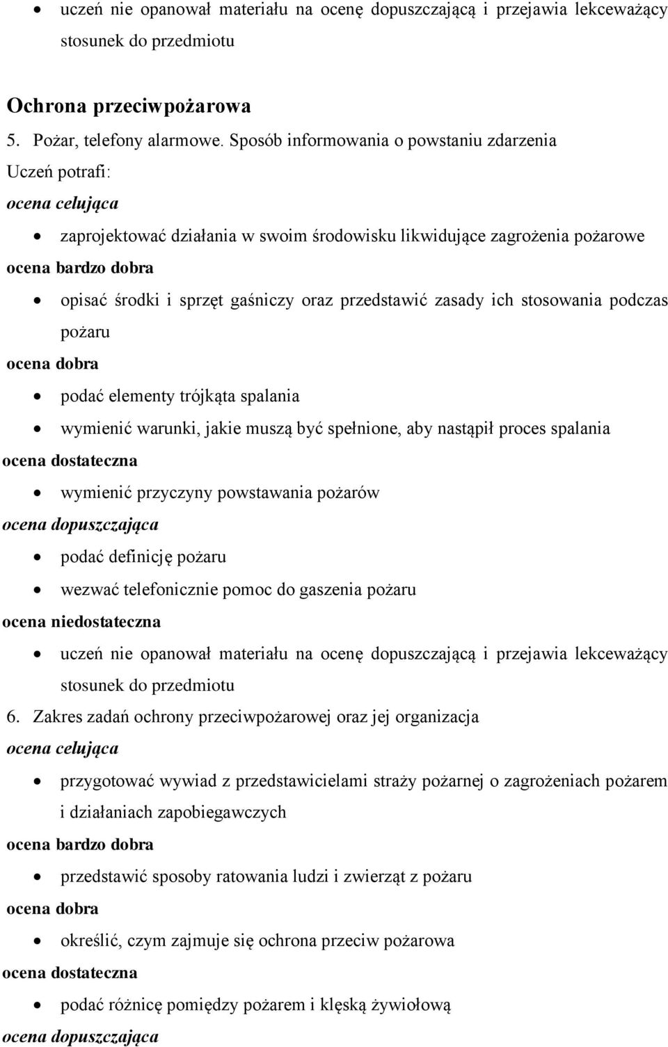 stosowania podczas pożaru podać elementy trójkąta spalania wymienić warunki, jakie muszą być spełnione, aby nastąpił proces spalania wymienić przyczyny powstawania pożarów podać definicję pożaru