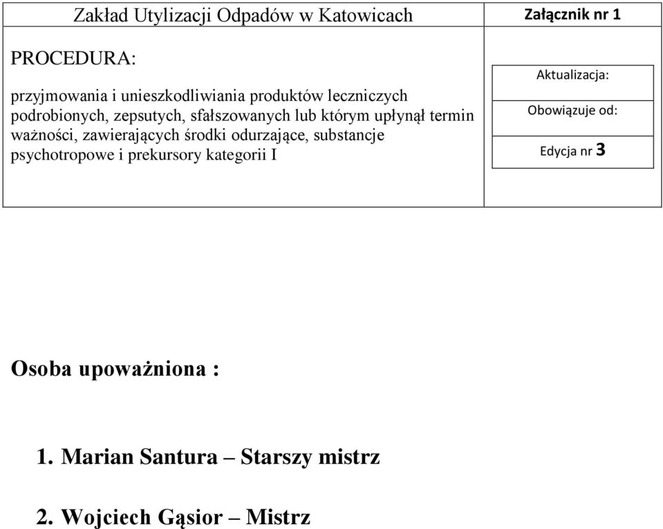 termin ważności, zawierających środki odurzające, substancje