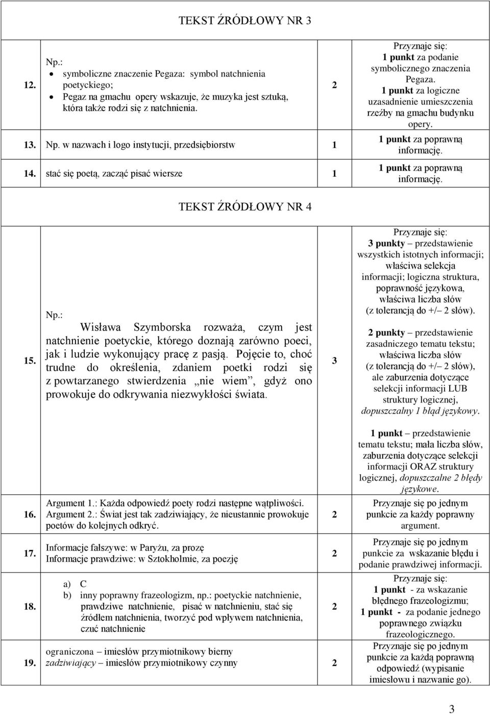 punkt za logiczne uzasadnienie umieszczenia rzeźby na gmachu budynku opery. punkt za poprawną informację. punkt za poprawną informację. TEKST ŹRÓDŁOWY NR 4 5.