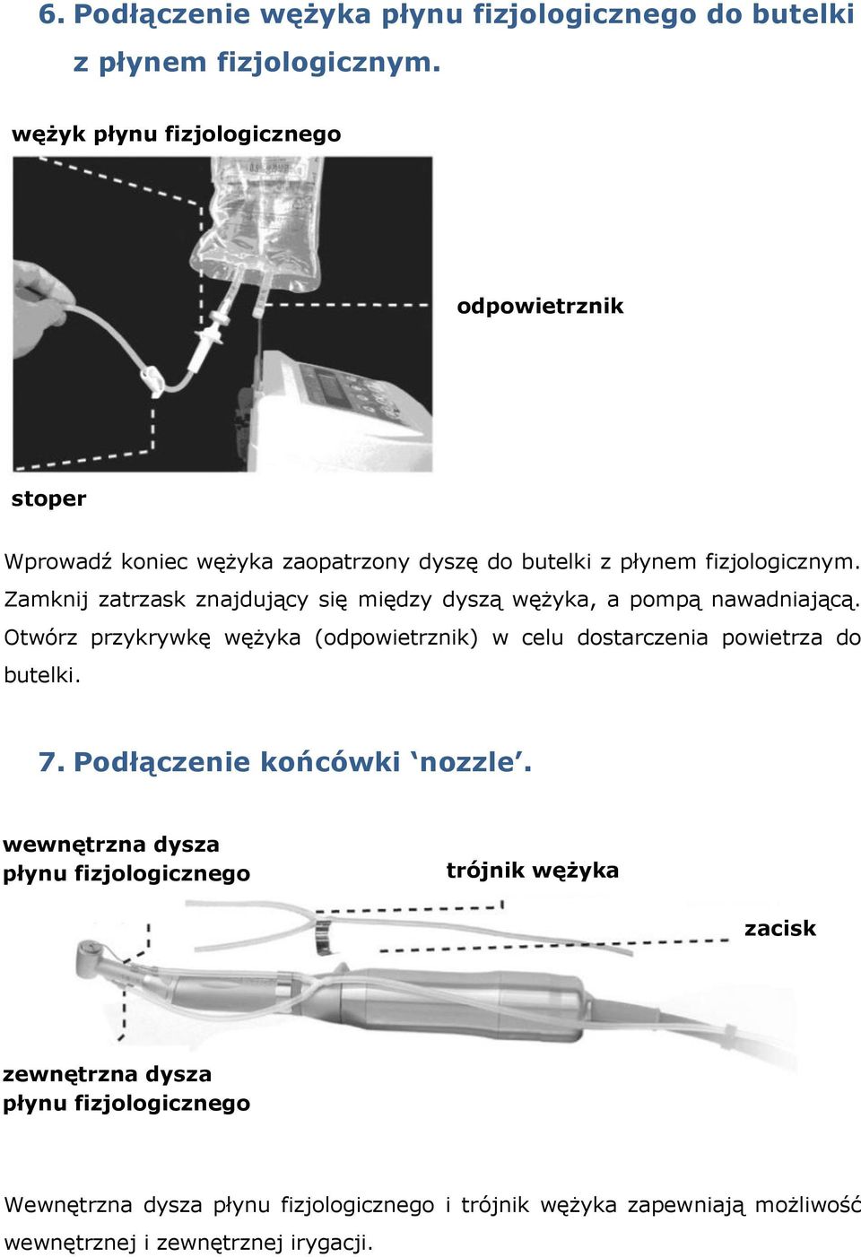 Zamknij zatrzask znajdujący się między dyszą wężyka, a pompą nawadniającą.