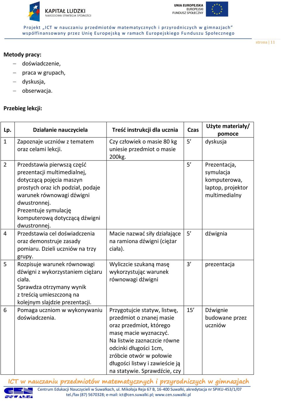 2 Przedstawia pierwszą część prezentacji multimedialnej, dotyczącą pojęcia maszyn prostych oraz ich podział, podaje warunek równowagi dźwigni dwustronnej.