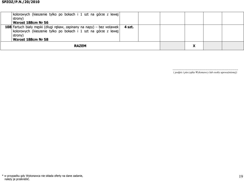 napy) bez wstawek Wzrost 188cm Nr 58 4 szt.