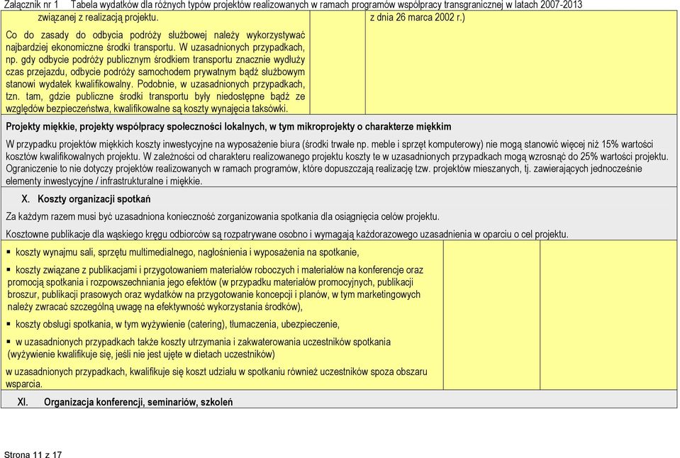 Podobnie, w uzasadnionych przypadkach, tzn. tam, gdzie publiczne środki transportu były niedostępne bądź ze względów bezpieczeństwa, kwalifikowalne są koszty wynajęcia taksówki.