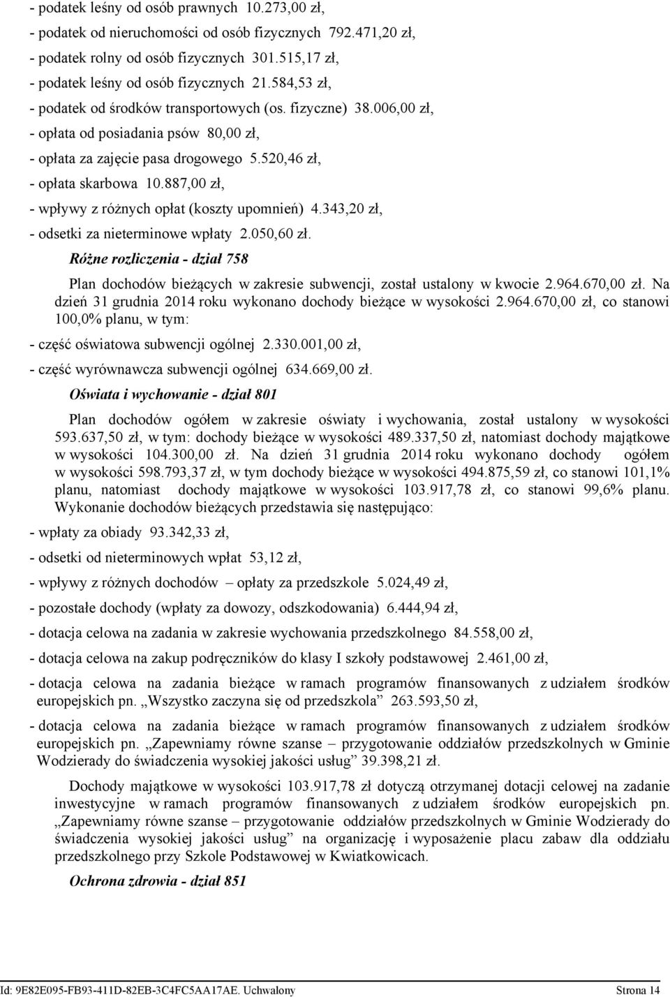 887,00 zł, - wpływy z różnych opłat (koszty upomnień) 4.343,20 zł, - odsetki za nieterminowe wpłaty 2.050,60 zł.