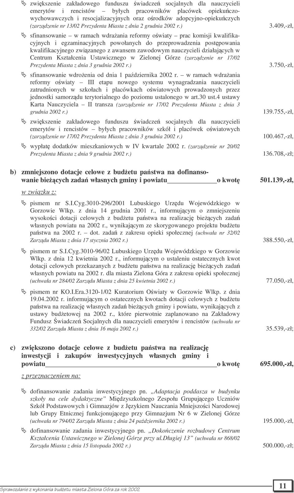 ) sfinansowanie w ramach wdraania reformy owiaty prac komisji kwalifikacyjnych i egzaminacyjnych powołanych do przeprowadzenia postpowania kwalifikacyjnego zwizanego z awansem zawodowym nauczycieli