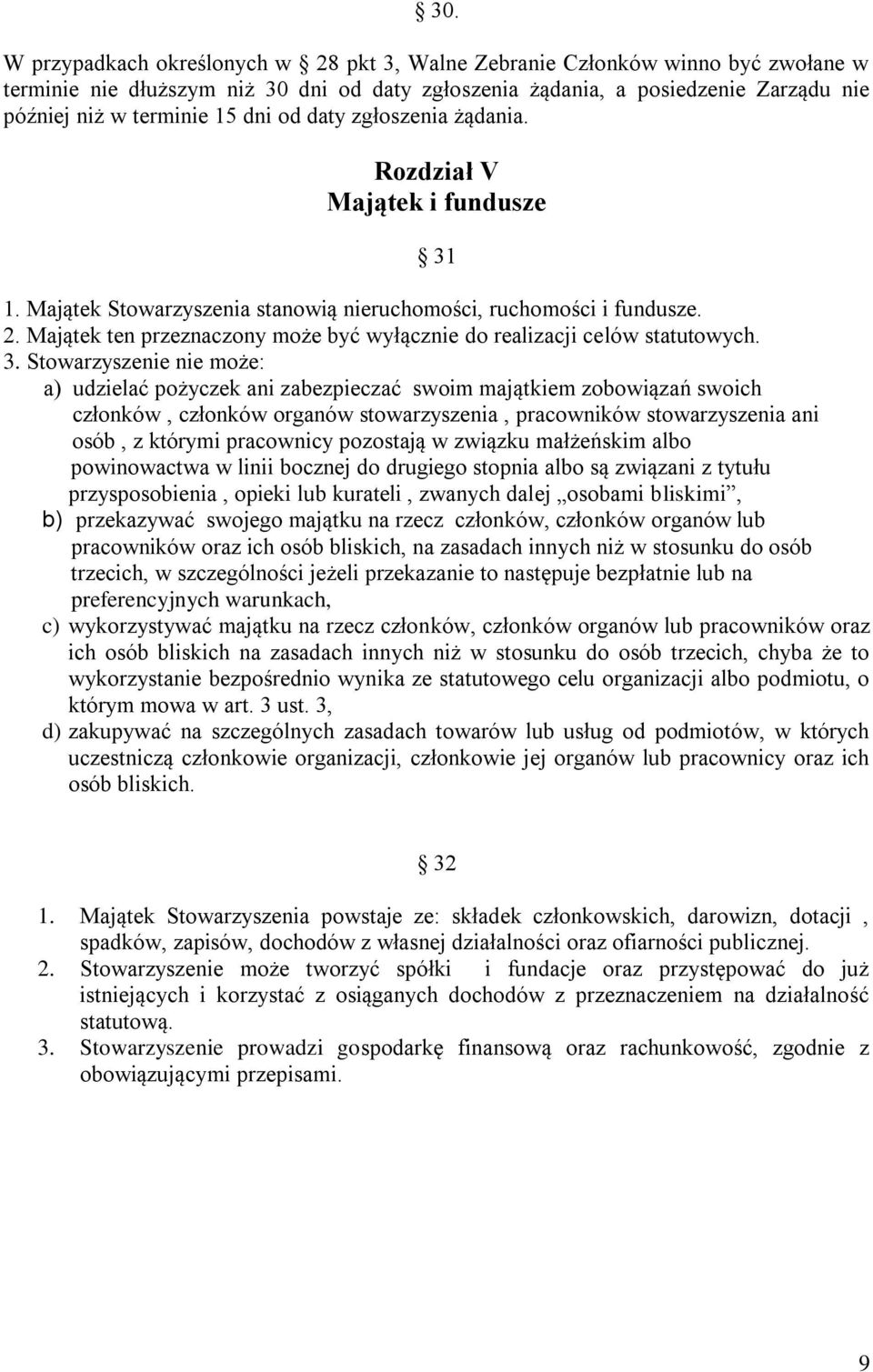 Majątek ten przeznaczony może być wyłącznie do realizacji celów statutowych. 3.