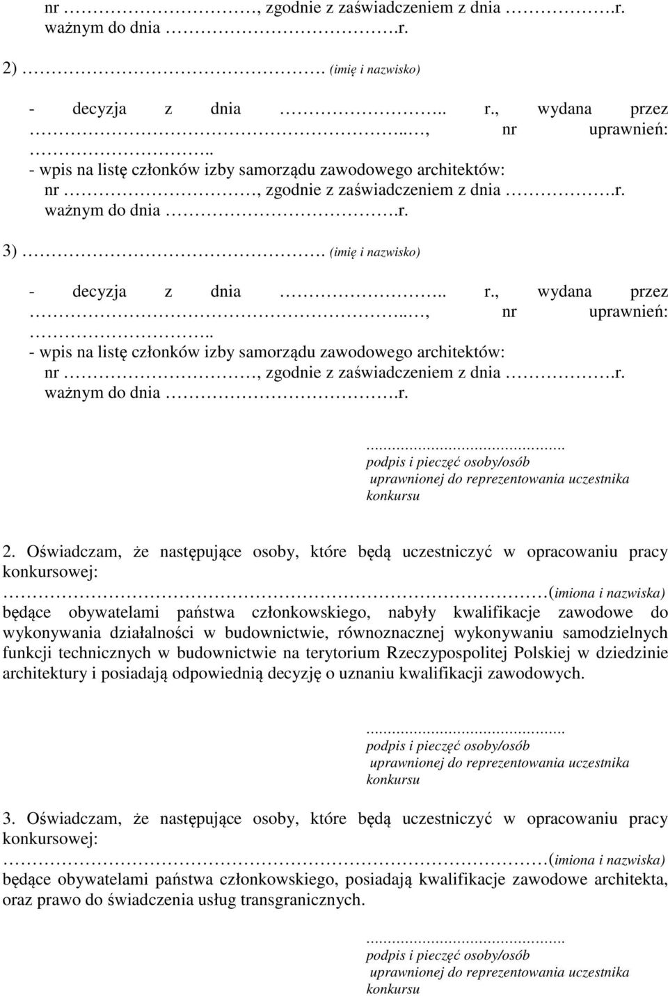 działalności w budownictwie, równoznacznej wykonywaniu samodzielnych funkcji technicznych w budownictwie na terytorium Rzeczypospolitej Polskiej w dziedzinie architektury i posiadają odpowiednią