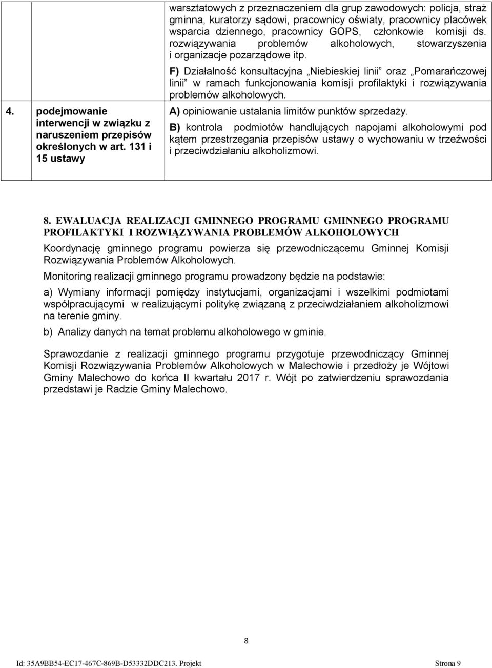 komisji ds. rozwiązywania problemów alkoholowych, stowarzyszenia i organizacje pozarządowe itp.