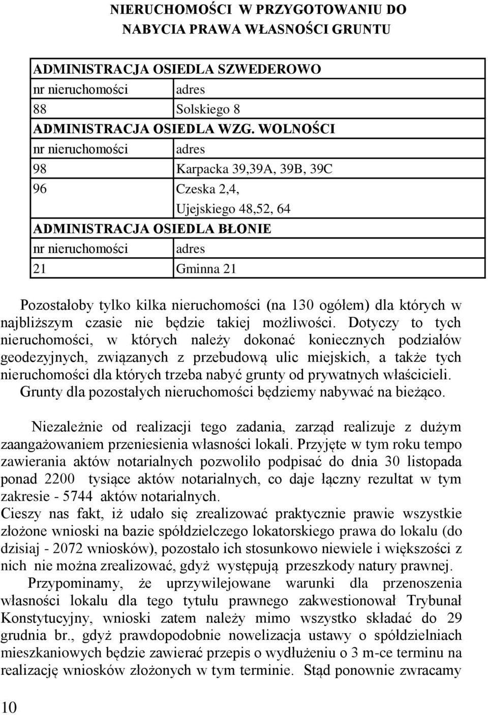 (na 130 ogółem) dla których w najbliższym czasie nie będzie takiej możliwości.