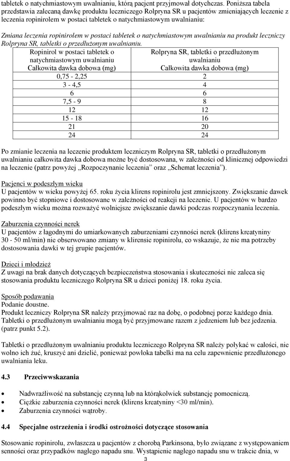 ropinirolem w postaci tabletek o natychmiastowym uwalnianiu na produkt leczniczy Rolpryna SR, tabletki o przedłużonym uwalnianiu.