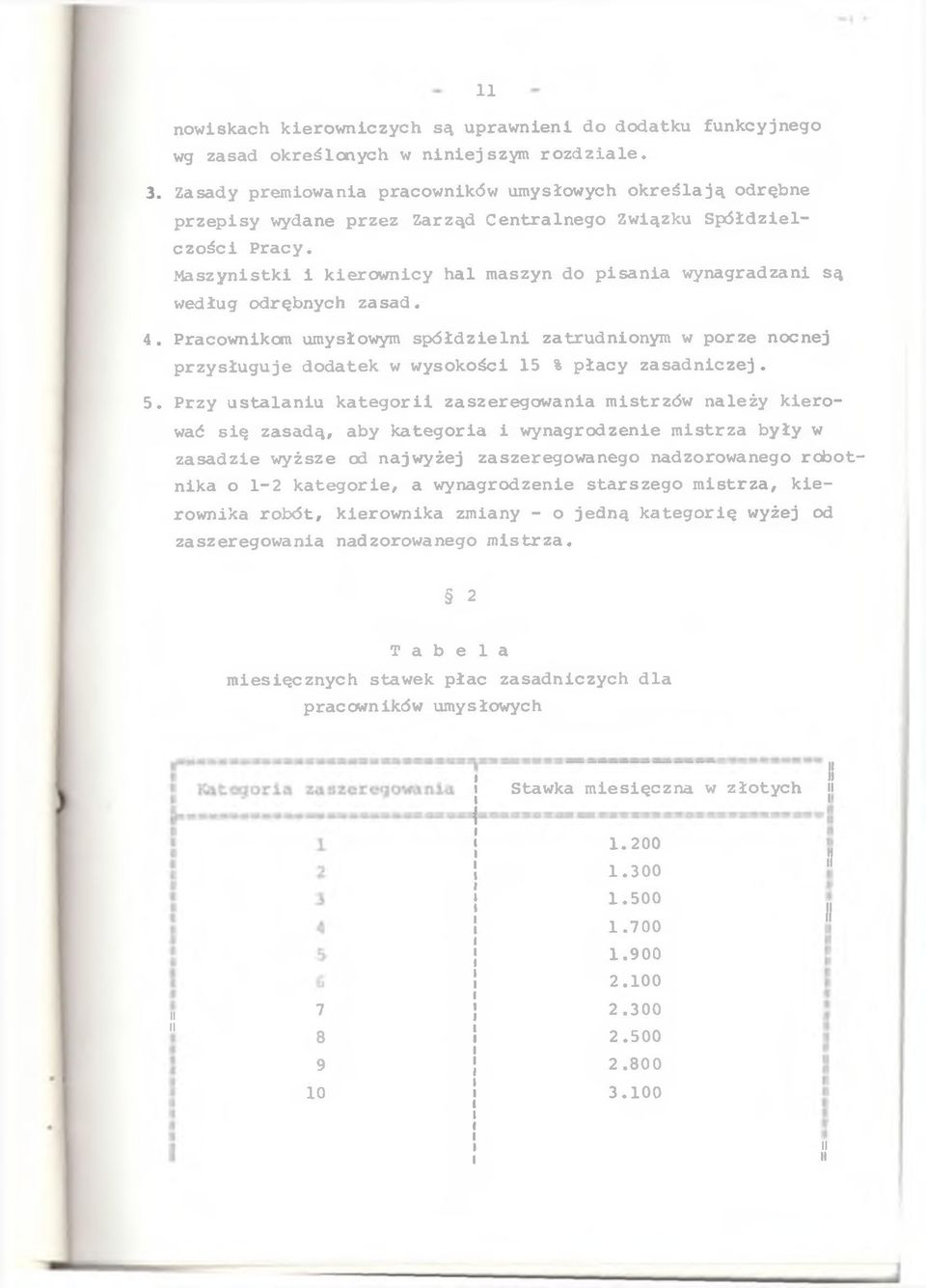 Maszynstk kerowncy hal maszyn do psan a wynagradzan są według odrębnych zasad. 4. Pracownkom umysłowym sp ó łd z e ln zatrudnonym w porze nocnej przysługuje dodatek w wysokośc 15 % płacy zasadnczej.