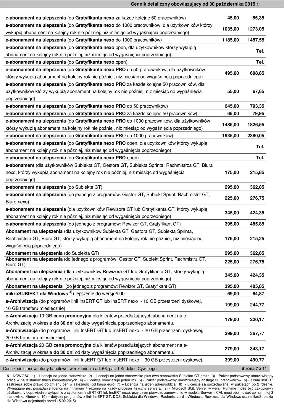 ulepszenia (do Gratyfikanta nexo open) e-abonament na ulepszenia (do Gratyfikanta nexo PRO do 50 pracowników, dla użytkowników którzy e-abonament na ulepszenia (do Gratyfikanta nexo PRO za każde