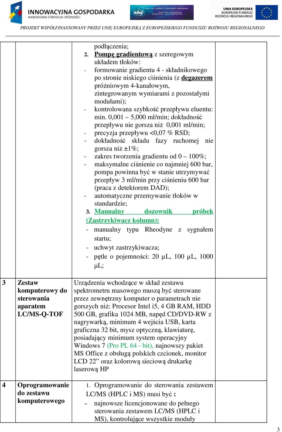 modułami); - kontrolowana szybkość przepływu eluentu: min.