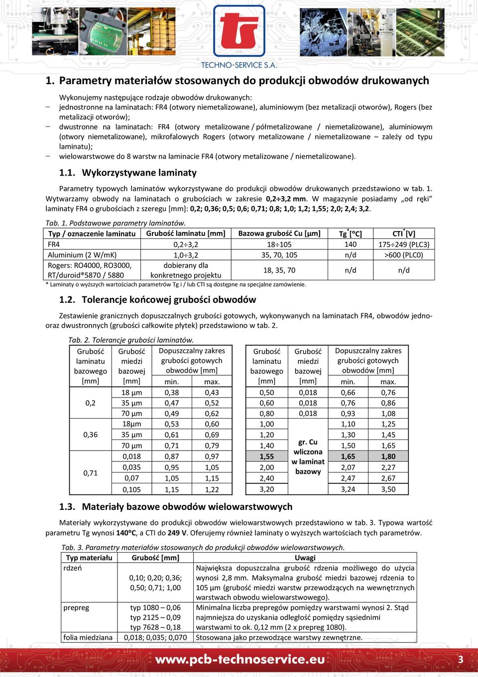 Rogers (otwory metalizowane / niemetalizowane zależy od typu laminatu); wielowarstwowe do 8 warstw na laminacie FR4 (otwory metalizowane / niemetalizowane). 1.