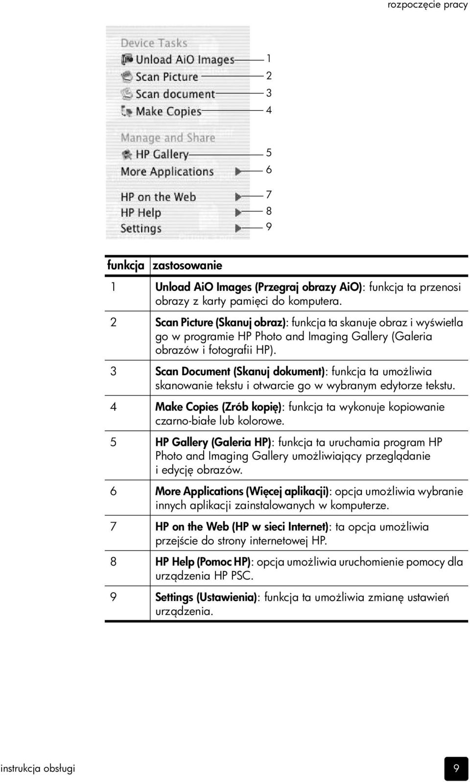 3 Scan Document (Skanuj dokument): funkcja ta umo liwia skanowanie tekstu i otwarcie go w wybranym edytorze tekstu.