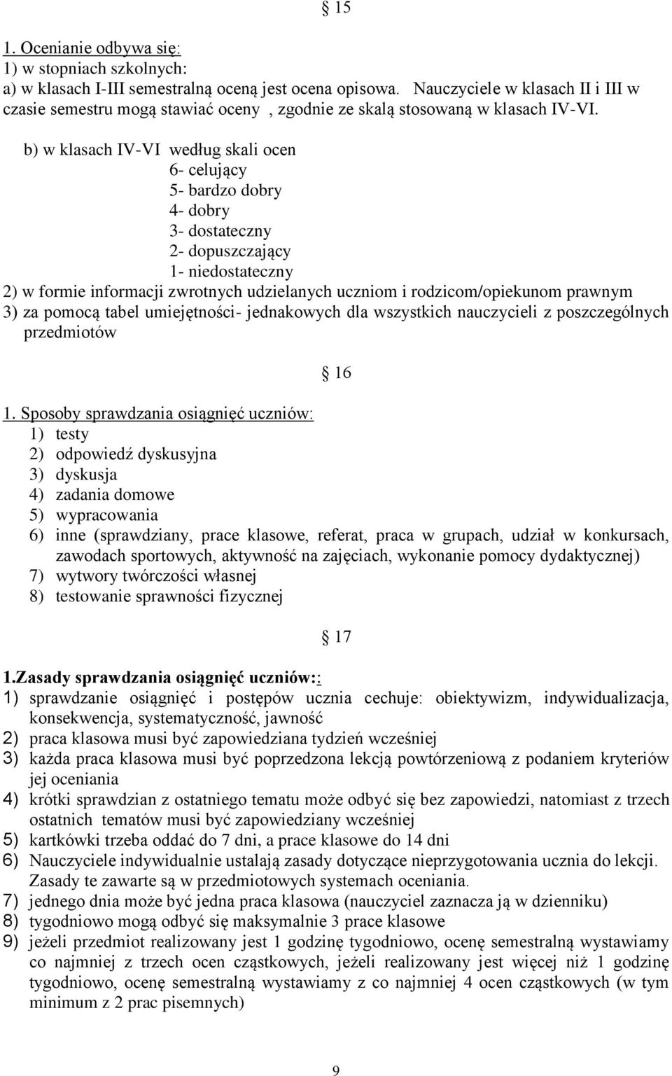 b) w klasach IV-VI według skali ocen 6- celujący 5- bardzo dobry 4- dobry 3- dostateczny 2- dopuszczający 1- niedostateczny 2) w formie informacji zwrotnych udzielanych uczniom i rodzicom/opiekunom