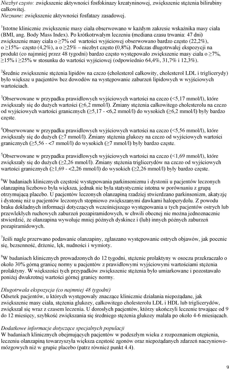 Po krótkotrwałym leczeniu (mediana czasu trwania: 47 dni) zwiększenie masy ciała o 7% od wartości wyjściowej obserwowano bardzo często (22,2%), o 15% często (4,2%), a o 25% niezbyt często (0,8%).