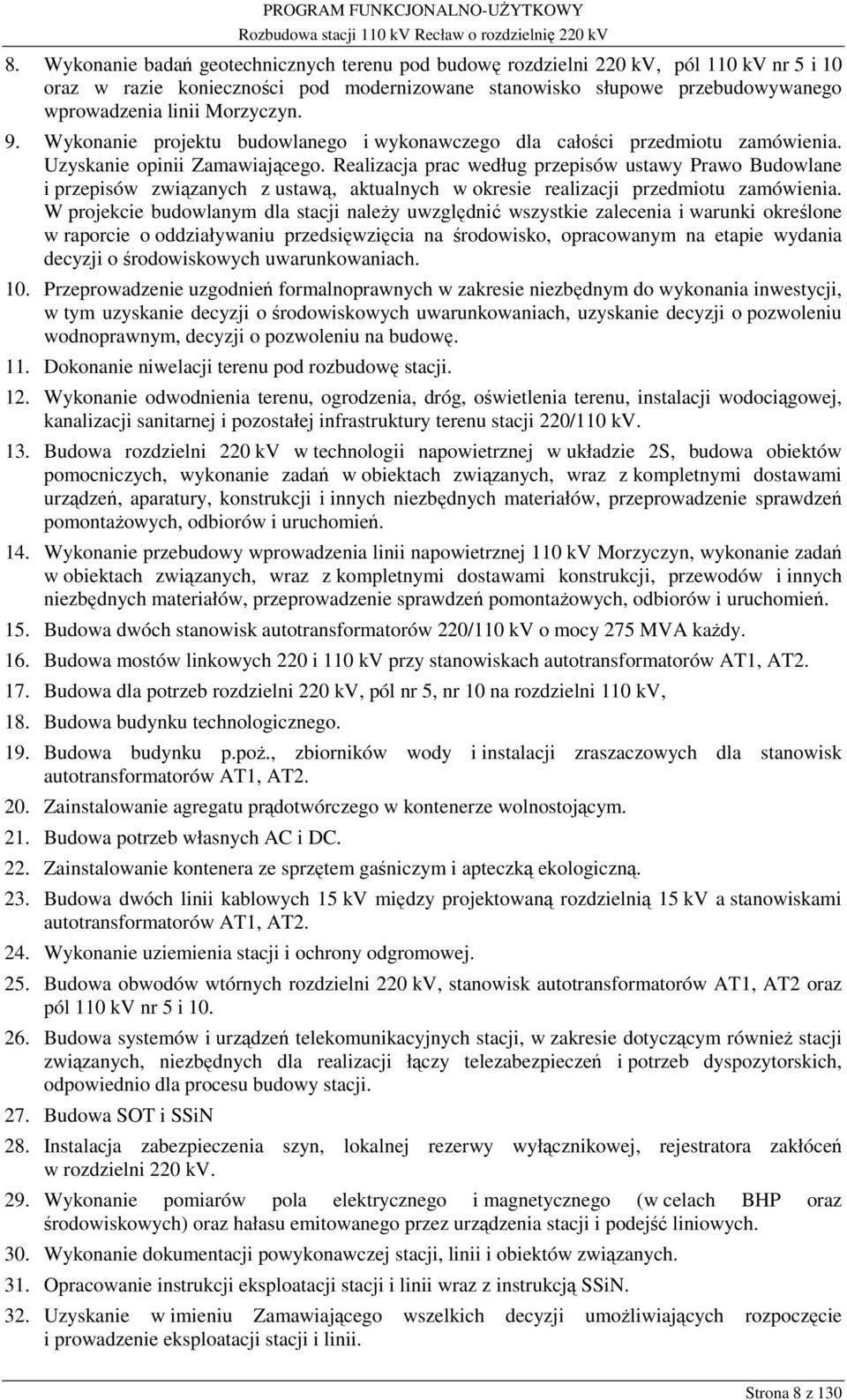 Realizacja prac według przepisów ustawy Prawo Budowlane i przepisów związanych z ustawą, aktualnych w okresie realizacji przedmiotu zamówienia.