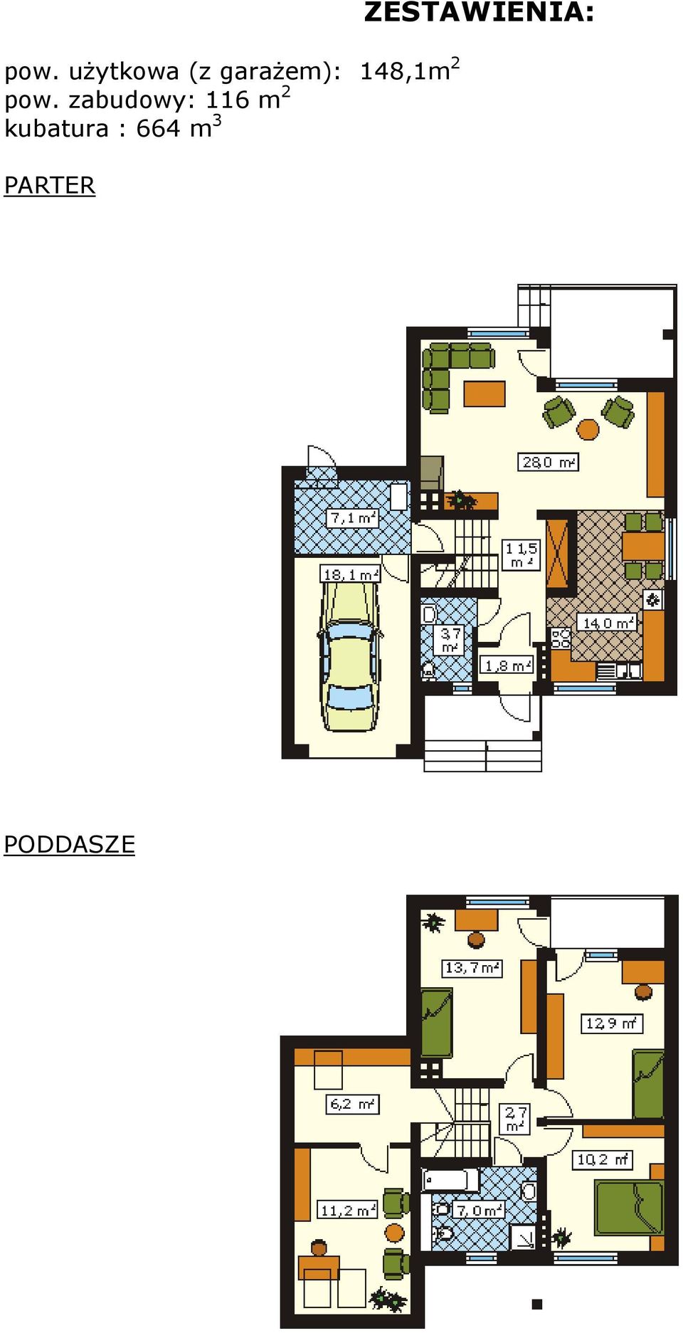 zabudowy: 116 m 2 kubatura