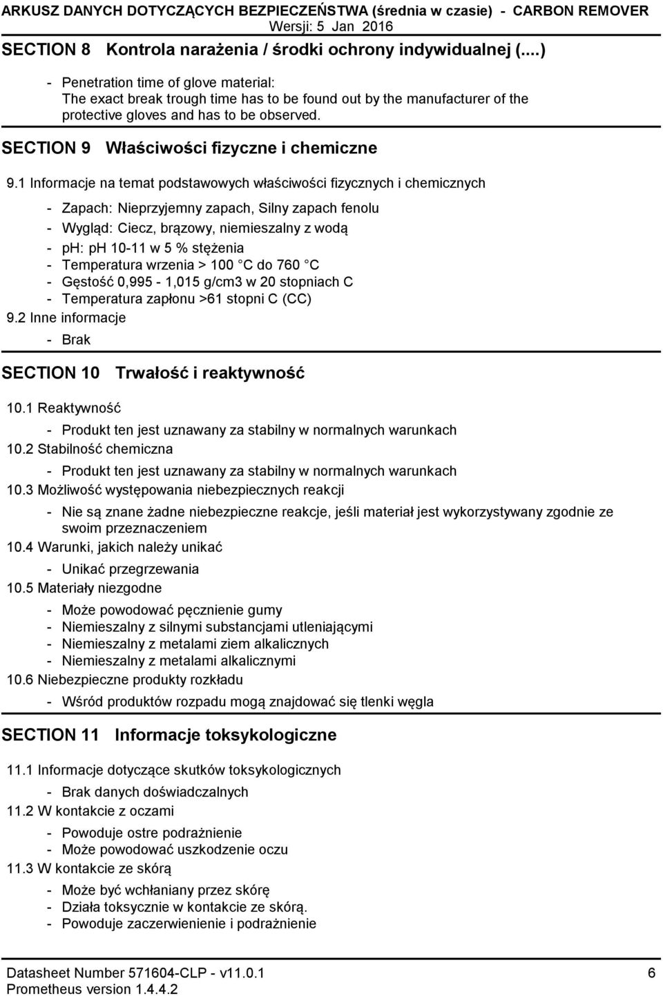 SECTION 9 Właściwości fizyczne i chemiczne 9.