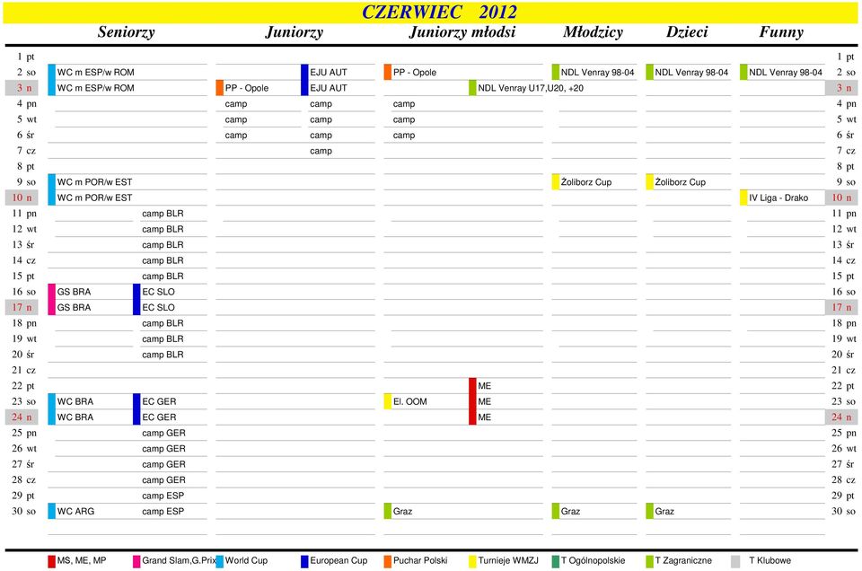 11 pn camp BLR 11 pn 12 wt camp BLR 12 wt 13 r camp BLR 13 r 14 cz camp BLR 14 cz 15 pt camp BLR 15 pt 16 so GS BRA EC SLO 16 so 17 n GS BRA EC SLO 17 n 18 pn camp BLR 18 pn 19 wt camp BLR 19 wt 20 r