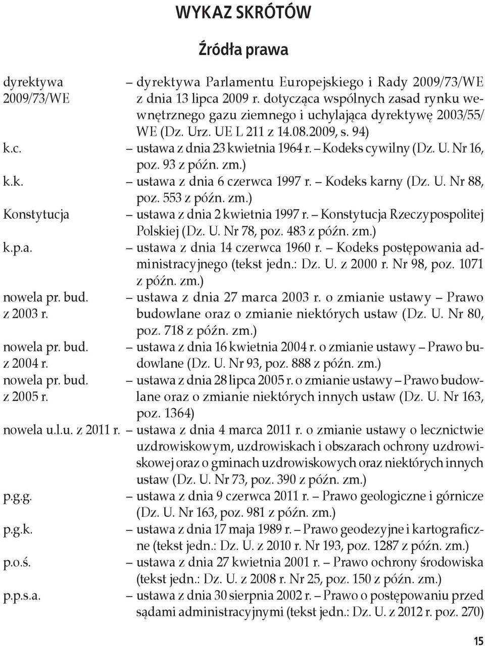 93 z późn. zm.) k.k. ustawa z dnia 6 czerwca 1997 r. Kodeks karny (Dz. U. Nr 88, poz. 553 z późn. zm.) Konstytucja k.p.a. nowela pr. bud. z 2003 r. nowela pr. bud. z 2004 r. nowela pr. bud. z 2005 r.