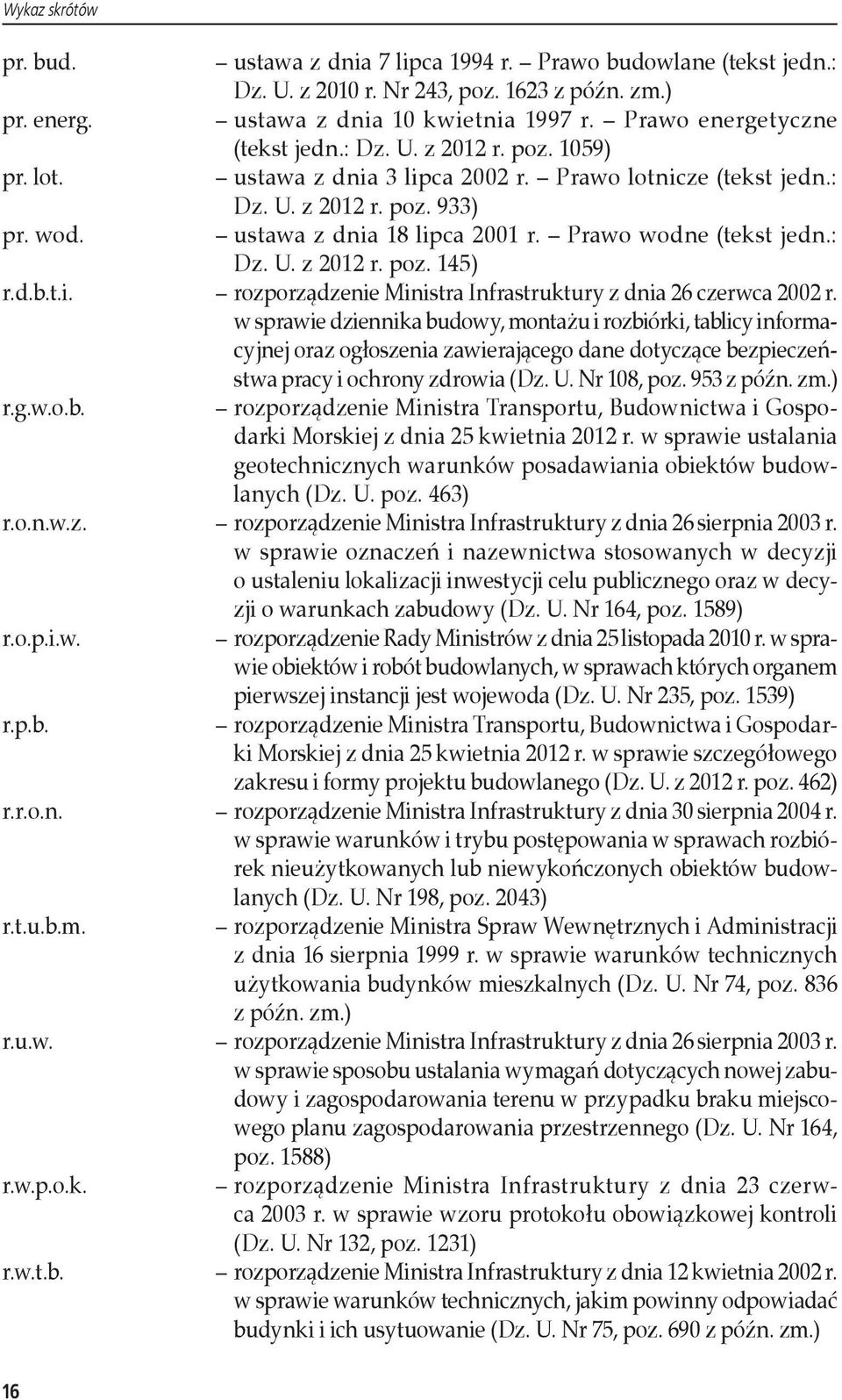 Prawo wodne (tekst jedn.: Dz. U. z 2012 r. poz. 145) r.d.b.t.i. rozporządzenie Ministra Infrastruktury z dnia 26 czerwca 2002 r.