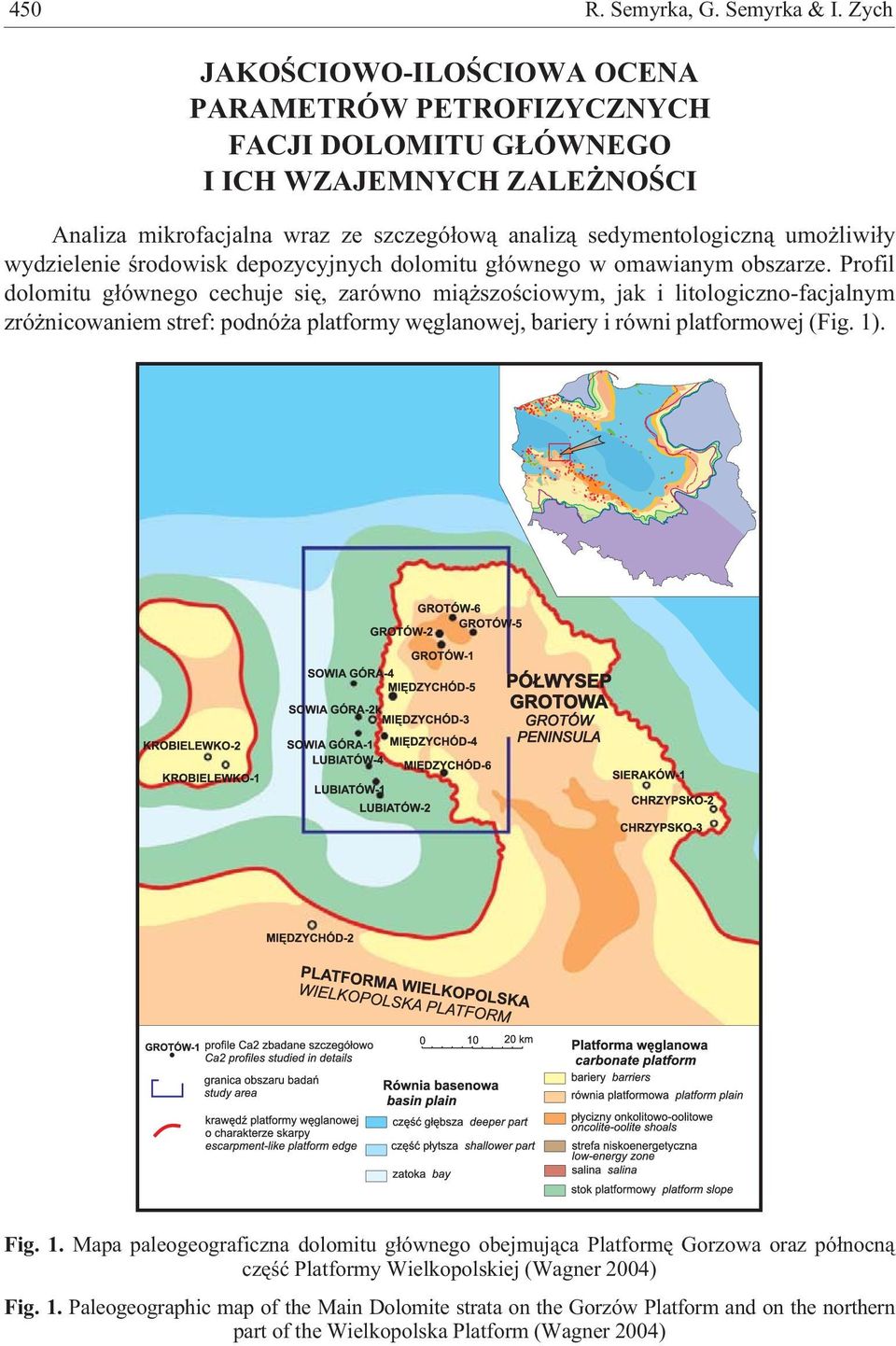 wydzielenie œrodowisk depozycyjnych dolomitu g³ównego w omawianym obszarze.