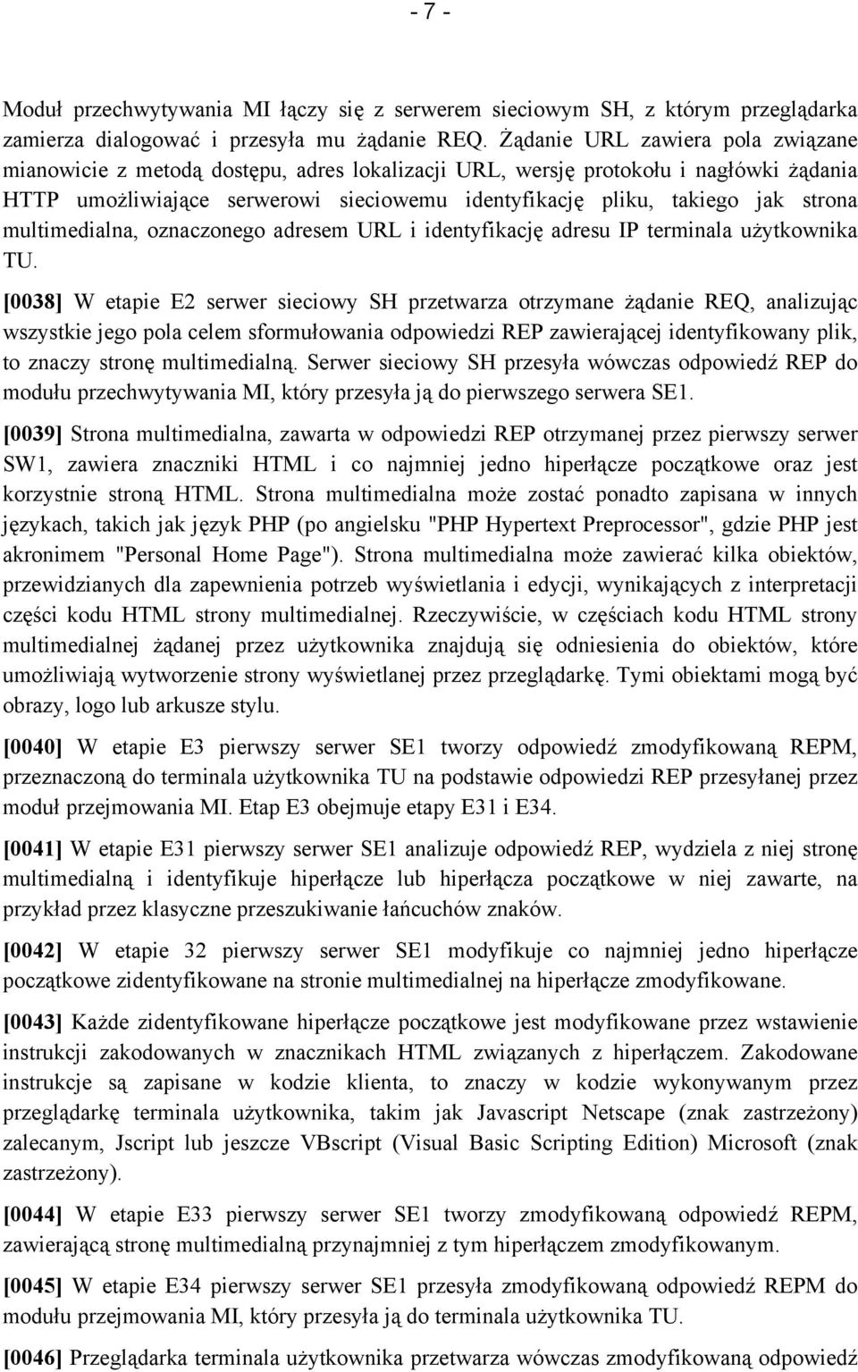 strona multimedialna, oznaczonego adresem URL i identyfikację adresu IP terminala użytkownika TU.