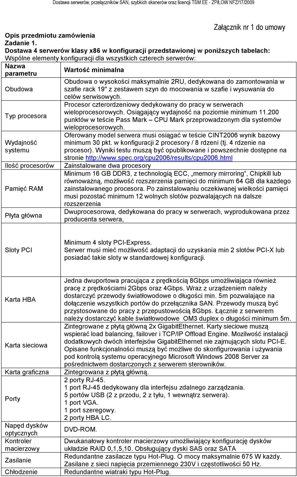 systemu Ilość procesorów Pamięć RAM Płyta główna Wartość minimalna Obudowa o wysokości maksymalnie 2RU, dedykowana do zamontowania w szafie rack 19" z zestawem szyn do mocowania w szafie i wysuwania