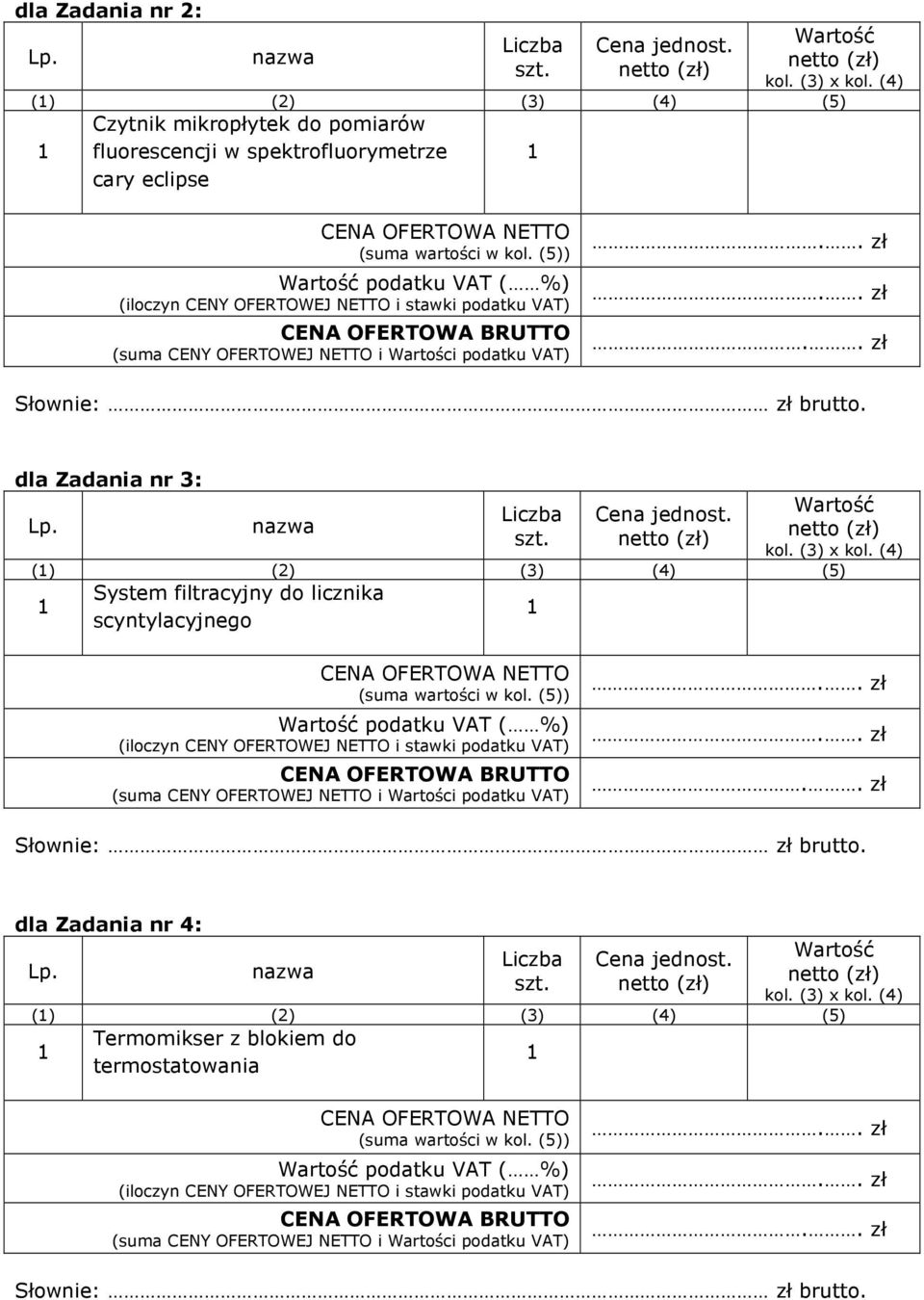 System filtracyjny do licznika scyntylacyjnego podatku VAT ( %) dla