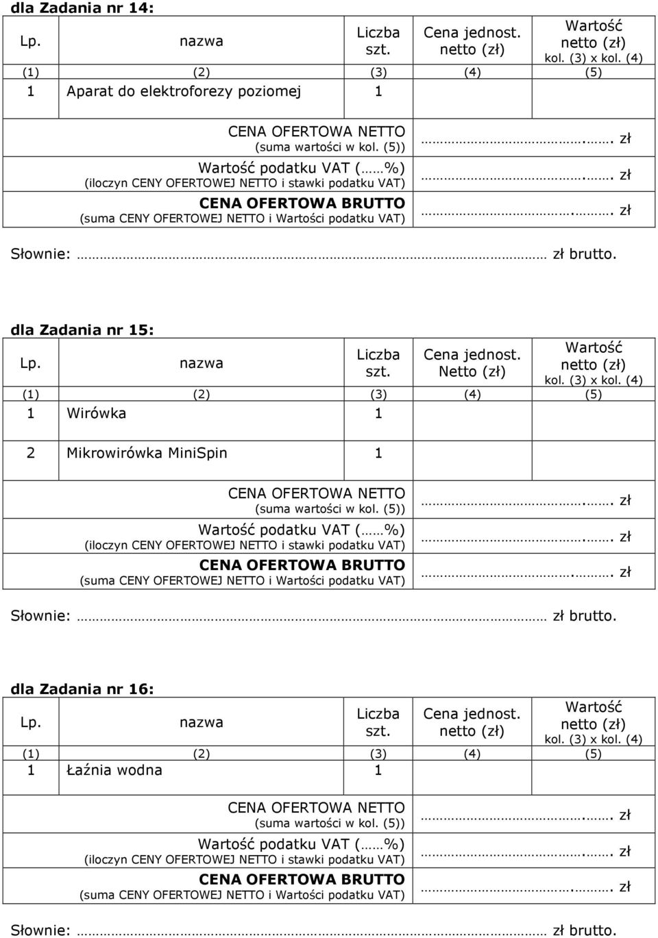 Netto (zł) Wirówka 2 Mikrowirówka MiniSpin