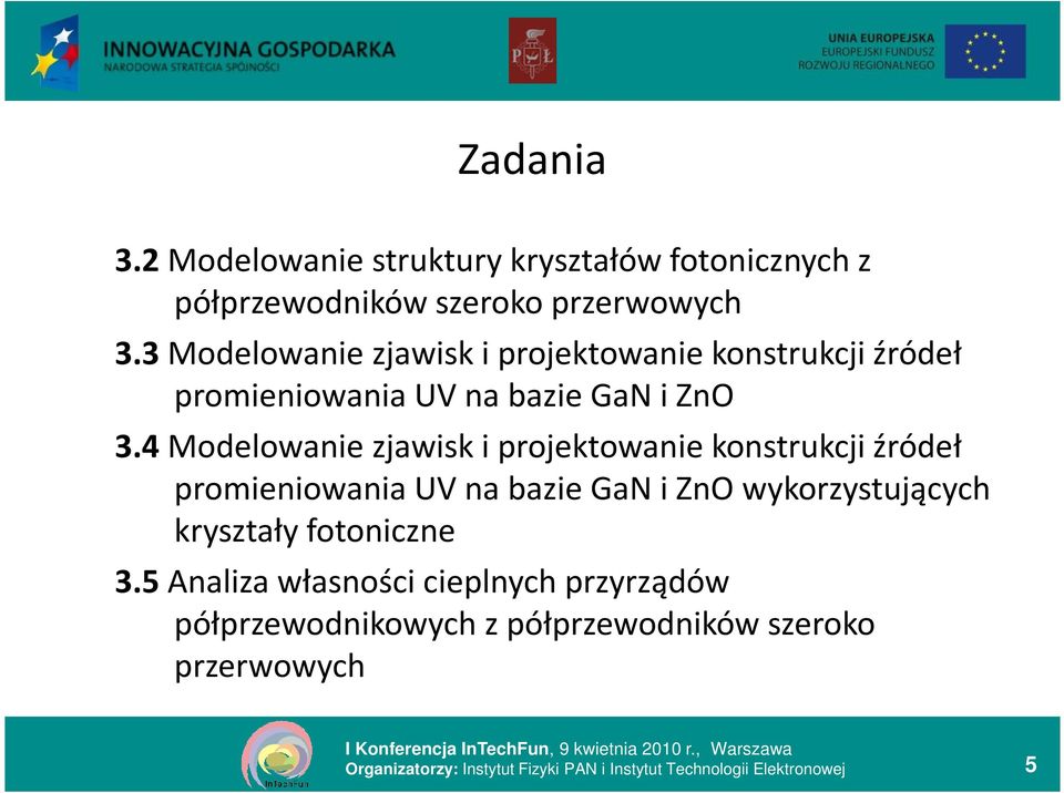 4 Modelowanie zjawisk i projektowanie konstrukcji źródeł promieniowania UV na bazie GaNi ZnOwykorzystujących kryształy