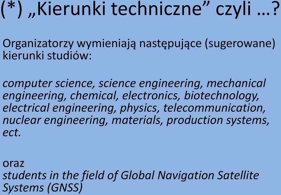 engineering, mechanical engineering, chemical, electronics, biotechnology, electrical