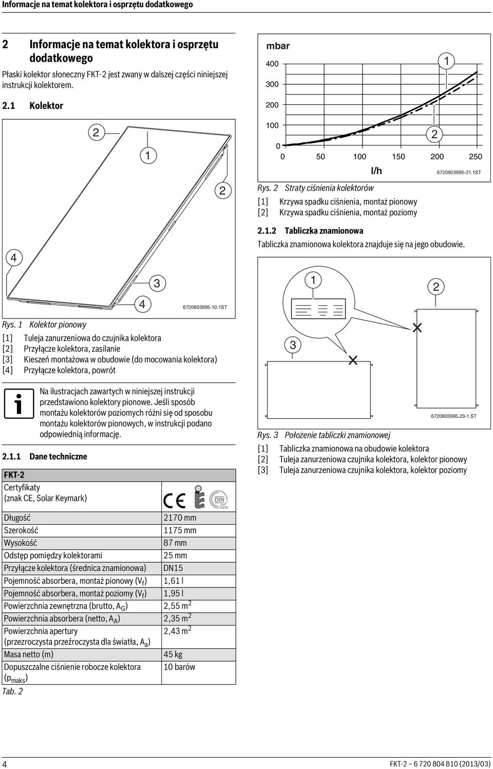 . Tabliczka znamionowa Tabliczka znamionowa kolektora znajduje się na jego obudowie. 4 3 670803995-0.ST Rys.