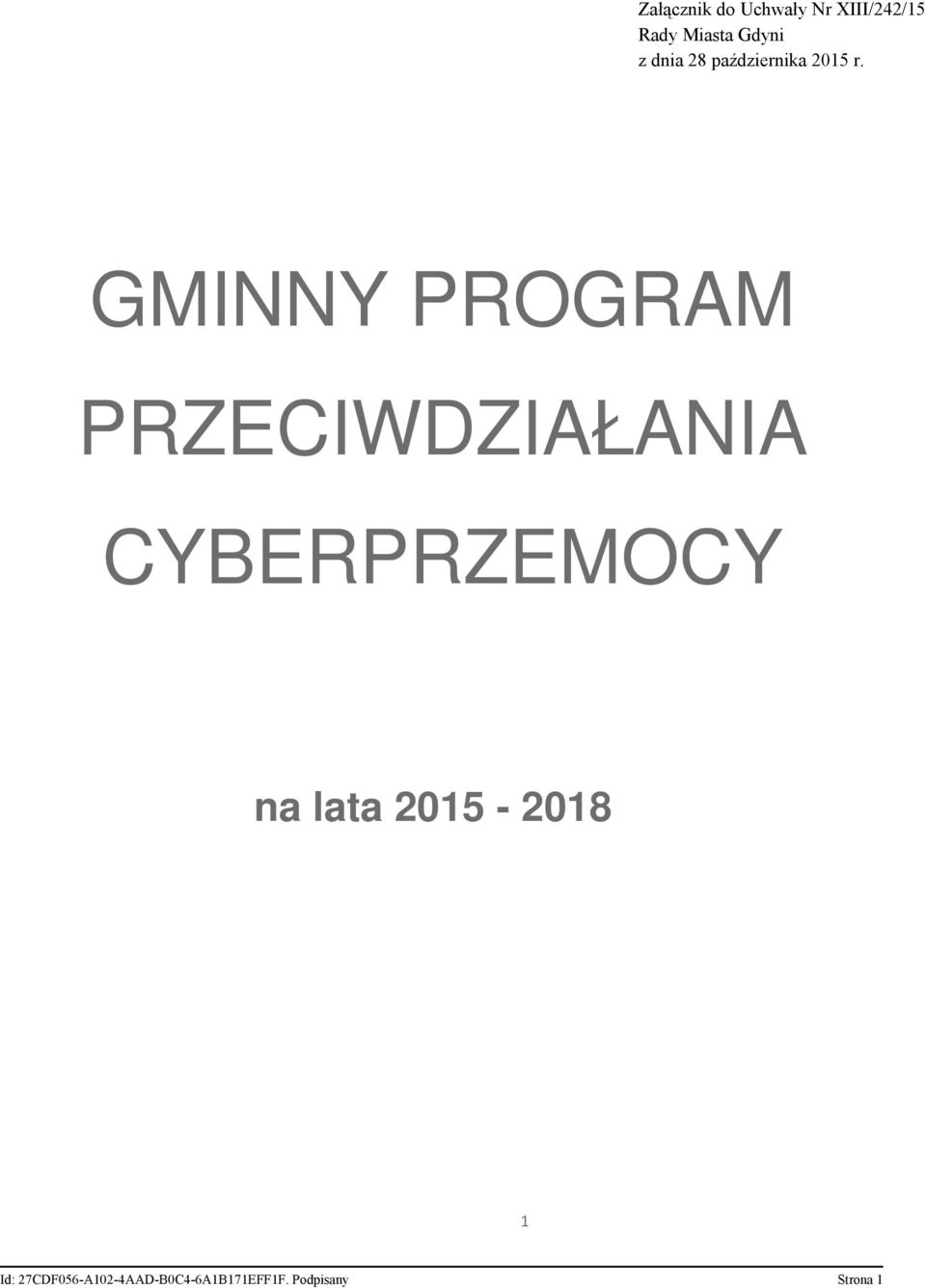 GMINNY PROGRAM PRZECIWDZIAŁANIA CYBERPRZEMOCY na