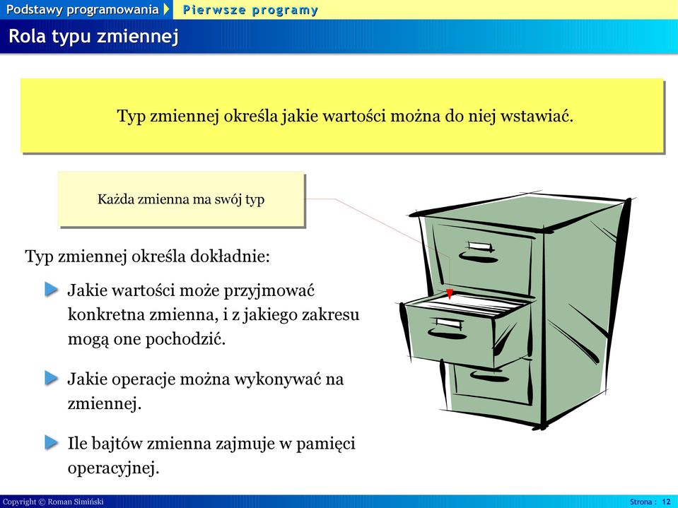 konkretna zmienna, i z jakiego zakresu mogą one pochodzić.