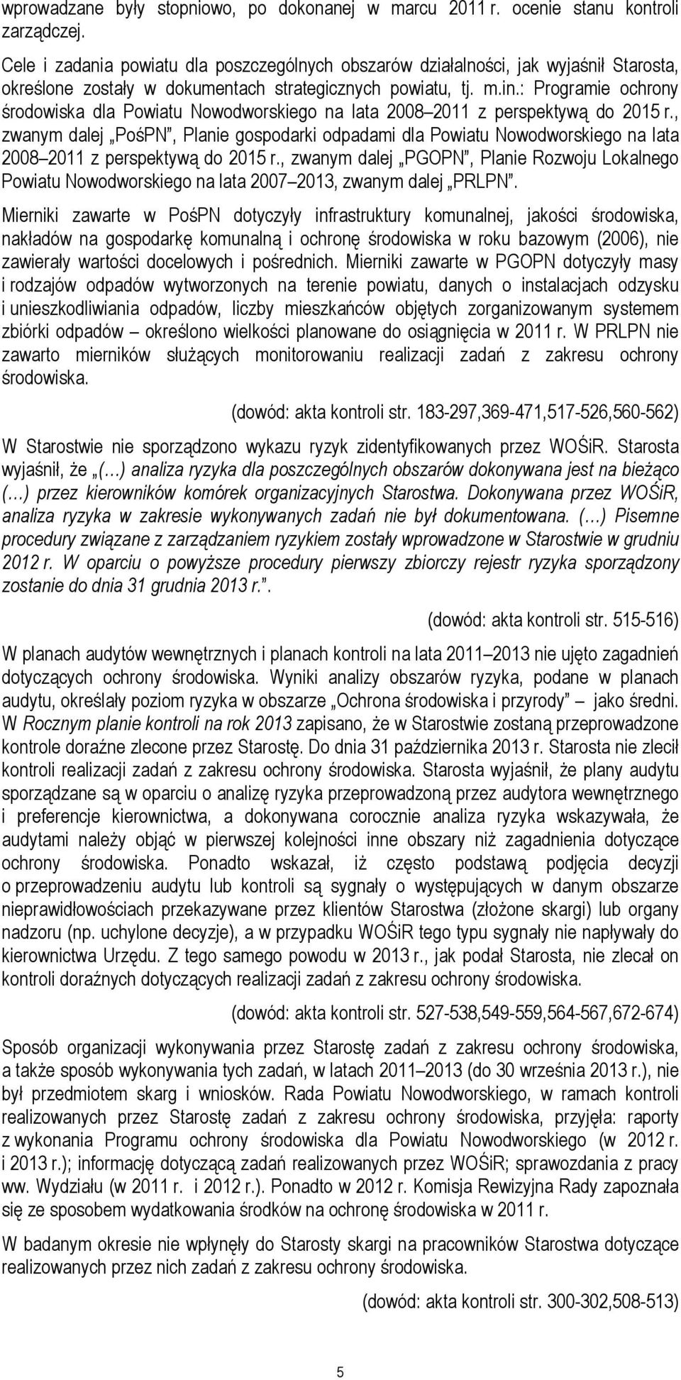 : Programie ochrony środowiska dla Powiatu Nowodworskiego na lata 2008 2011 z perspektywą do 2015 r.