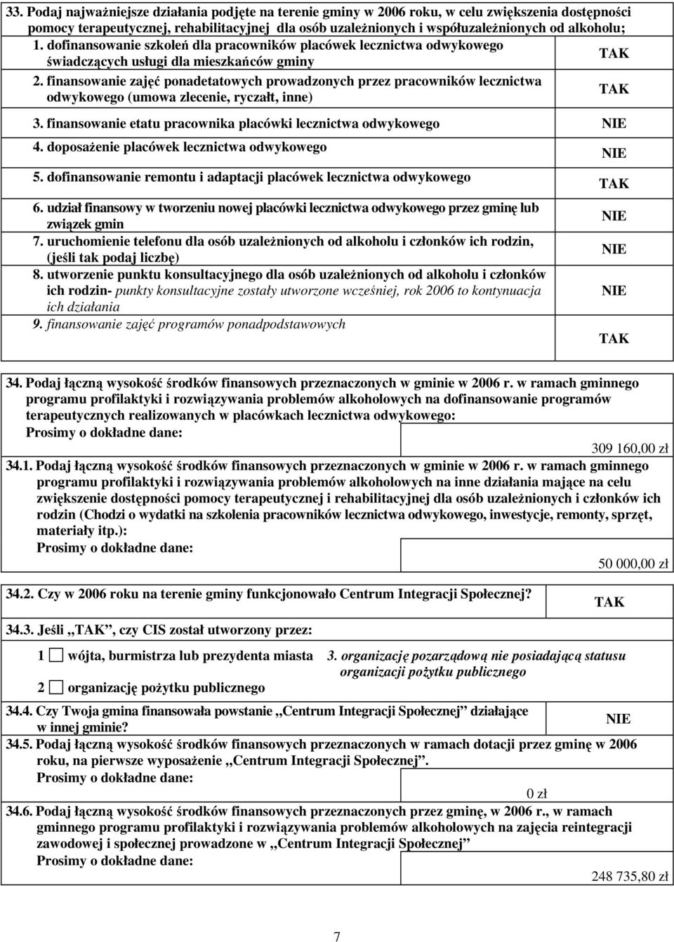 finansowanie zajęć ponadetatowych prowadzonych przez pracowników lecznictwa odwykowego (umowa zlecenie, ryczałt, inne) 3. finansowanie etatu pracownika placówki lecznictwa odwykowego 4.